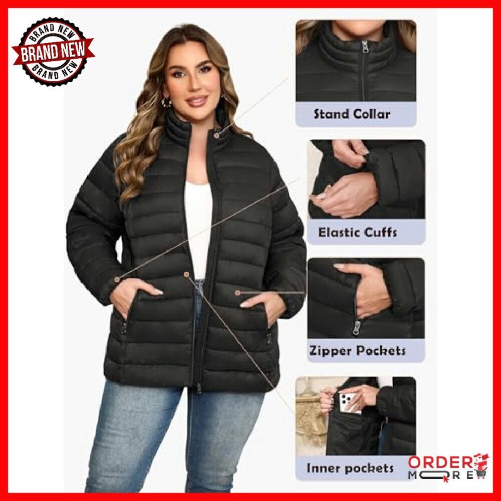 Plus Size Puffer Jacket Packable Lightweight Wint… - image 5